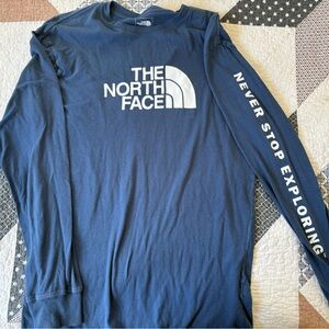 The North Face Blue Long Sleeve Tee with Logo